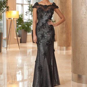 Alexander by Daymor 1061 Gown in Black/Silver - Mother of Bride